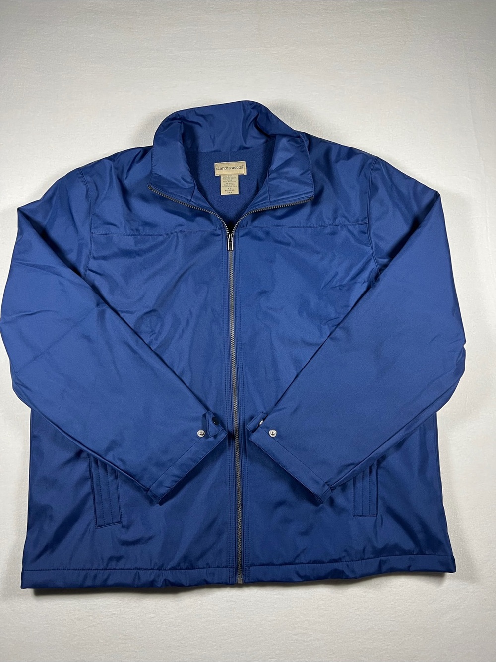 Scandia Woods Mens Blue Full Zip Jacket Lined Windbreak Size XL